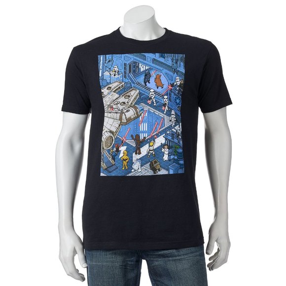 New! Star Wars 8-Bit Pixel Art Videogame T-Shirt - Picture 1 of 2